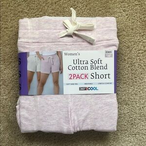 32 Degrees Women's Ultra Soft Cotton Blend Athletic Shorts - Pink/White 2 Pack